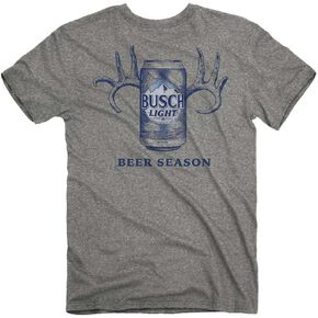Busch Light Beer Season Front and Back Print T-Shirt Grey