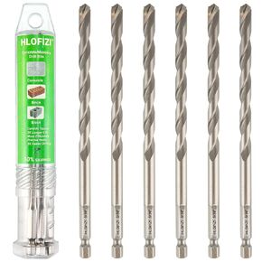 5/32" x 6" Masonry Drill Bits 5/32 inch Concrete Drill Bits Carbide Tipped Hammer Drill Bit, for Cement, Brick, Stone, 6 Pack, Hex Shank