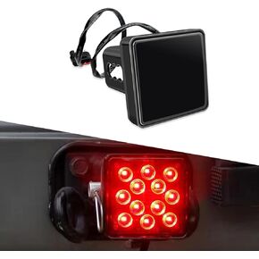 1 PC Trailer Hitch Lights with 15 LEDs, Super Bright Square Waterproof Vehicle Tail Light, Automotive Brake Light for Truck SUV RV (Black)