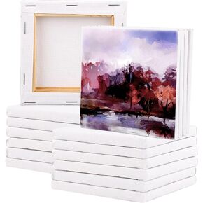 20PCS Mini Canvases, 4x4inch Small Canvas Stretched Canvas, 2/5'' Tiny Canvas Small Painting Canvas Square Canvases for Painting, Art Supplies, Acrylics, Oils&Other Painting