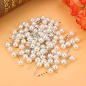 Round Pearl Head Pins Dressmaking Pins Corsage Florists Weddings Sewing Pin Pearlized Ball Head Pins Straight Pins Sewing Pins Pushpin Thumbtack Pins for DIY Sewing Crafts (White)