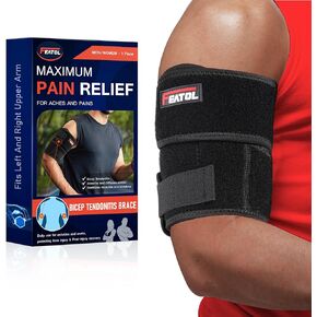FEATOL Bicep Tendonitis Brace Compression Sleeve Support, Upper Arm Brace Bicep Support Bands for Pain Relief, Muscle Strains and Inflammation, Tricep/Bicep Wrap for Men and Women in Kuwait