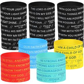60 Pcs Bible Verses Bracelets Religious Silicone Bracelets Christian Inspirational Rubber Wristbands Colored Faith Bracelets Bible Verse Wristband for Men Women Teens(Mixed Color,Word Style)