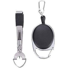 Fishing Line Nipper, Quick Knot Tying Tool Fly Line Clippers with Zinger Retractor Combo