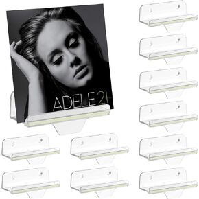 Glow in the dark vinyl holder wall 4 inch（10 Pack ） Clear Vinyl Record Shelf Wall Mount,vinyl Record holder with fluorescent strip,Clear Album Holder for Vinyl Record DVD Photo Picture Makeup