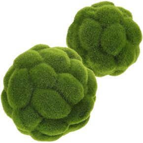 Cabilock 2PCS Artificial Moss Rocks Simulated Green Moss Balls Decorative Garden Topiary Tree Moss Covered Topiary Ball Wedding Party Decoration