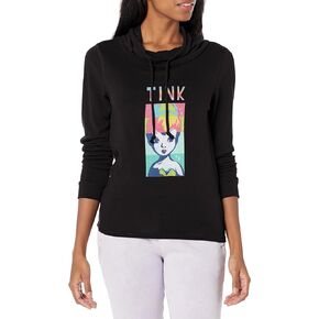 Disney Tinkerbell Tink Color Block Women's Cowl Neck Long Sleeve Knit Top
