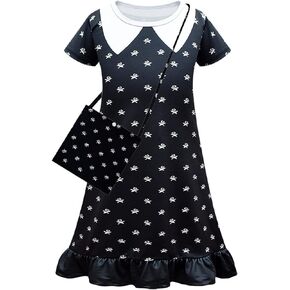 Girls Pyjamas Cute Nightgowns Short Sleeves Nightdress Dress Sleepwear Pajamas for Little Girls