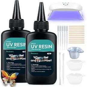 مجموعة راتنجات الأشعة فوق البنفسجية، ترقية 600 جرام من الراتنج الشفاف للأشعة فوق البنفسجية، راتنجات إيبوكسي الأشعة فوق البنفسجية الصلبة ذات رائحة منخفضة، ضوء الأشعة فوق البنفسجية علاج سريع لأشعة الشمس الشمسية غراء منشط لصنع المجوهرات، تزيين الحرف اليدوية in Kuwait