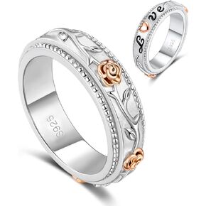 Flower Spinner Ring for Women, Sterling S925 Silver Anxiety Ring For Girl, Fidget Ring