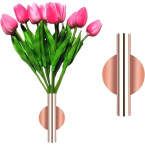 Gold Wall Decor, Plant Wall Vase Metal Tube Decoration Holder Used to Display Dried Flowers, Fake Flowers, Also Suitable for Gravestone Memorial Decoration (1 Pcs Round Gold)