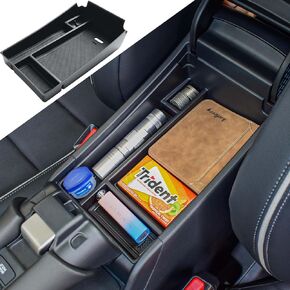TACORBO Center Console Organizer Compatible with Honda HRV 2023 2024 Accessories, Armrest Secondary Storage Box, HR-V EX/EX-L/LX/SE/Sport/Touring Interior ABS Insert Tray Black Trim