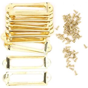 Metal Drawer Label Holders,20Pcs Retro Drawer Tag Signs Brand Frame Office File Cabinet Name Card Holder Bookshelf Label Frame with Screws for Filing Cabinet(Bronze)