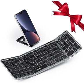 seenda Folding Keyboard with Number Pad, Portable Foldable Bluetooth Keyboard for Travel, Full-Size Rechargeable Keyboard for Laptop Tablet PC Smartphone Windows iOS Android, Black