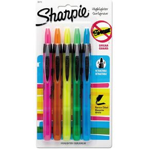 Sharpie 28175PP Retractable Highlighters Chisel Tip Assorted Fluorescent Colors 5/Set