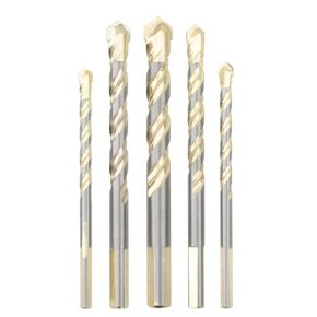 5Pcs Twist Drill Bit Set, Masonry Drill Bits Kit Drill Bits Tip Punching Hole Working Tools for Tile Brick Glass Plastic Wood Ceramic, 6/6/8/10/12mm