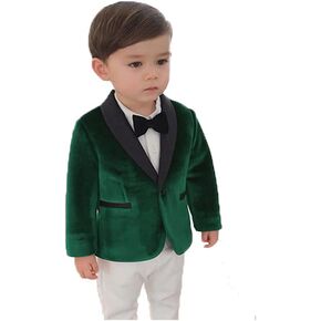 2024 Little Boy Velvet Toddler Blazers for Boy Children Kids Shawl Lapel Jacket STTZJK001