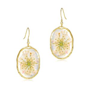 Earrings For Women - Vibrant and Unique Floral Earrings with a Burst of Color - Handmade Pressed Flower Earrings - Forget-Me-Not, Carnation, and Violet - Fashion Personalized Jewelry(Gold)