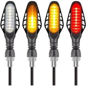 Kinstecks 4PCS Motorcycle Indicators Flowing Turn Signal Lights Motorbike Turning Indicators Daytime Running Lights Taillights Brake Lights 12V for Motorcycle LED Amber Red White