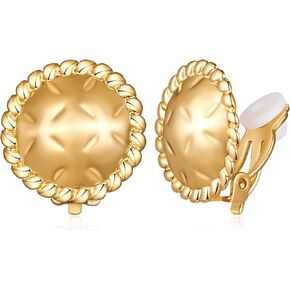 Gold Hammered Clip Earrings Non-pierced Earrings Daily Earrings Disc Earrings Jewelry