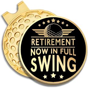 Retirement Now in Full Swing Golf Ball Marker with Magnetic Hat Clip, Funny Golf Gift for Men Woman