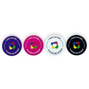 Autism Awareness Stickers - I Have Autism Please Be Patient - 6cm Circular (Black, 5) in Kuwait