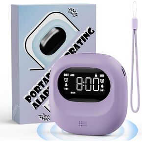 Roxicosly Vibrating Alarm Clock for Heavy Sleepers, Cordless Battery Operated Bed Shaker Clock Under Pillow for Deaf, Adjustable Vibration Intensity, USB-C Rechargeable