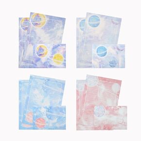40 Lined Writing Stationery Paper with 20 Envelopes, Colorful Space Designs for Writing Letter, Notes, Invitations, 4 Different Style (9.4 x 6.6")