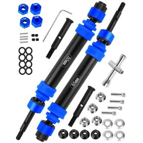 #45 Steel RC Drive Shaft Axles Upgrades Part for 1/10 Rustler &Stampede 2wd (VXL),Harden Front axle&Rear CVD Driveshafts Hops up,Black witrh Navy Blue(2PCS)