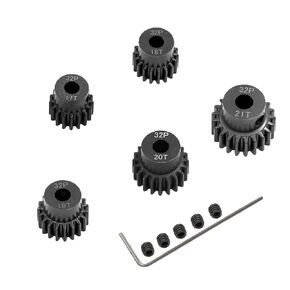 5-Pack Black Steel Metal 32P 5mm Pinion Motor Gear Sets 13T 14T 15T 16T 17T Compatible with HPI Kyosho Losi Axial Tamiya 1/8 1/10 RC Car Monster Truck Buggy