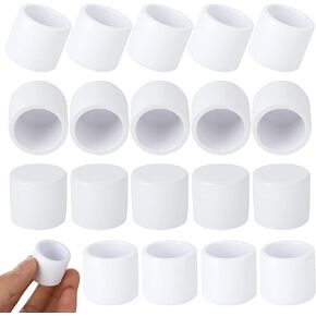 30 Pcs 1/2 Inch PVC Pipe End Cap Fitting, Schedule 40 Furniture Grade PVC Pipe End Cap Plug Adapter, White PVC Pipe Plug Socket Fittings for Build PVC Furniture DIY Garden Shelf