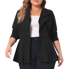Agnes Orinda Plus Size Women's Casual Blazers Work Office Dressy Double Notch Lapel 2023 Peplum Jacket Blazer