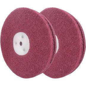 PURUI 6 Inch x 2 Section Non Woven Polishing Wheel for Bench Grinder with 10MM Arbor Hole Medium Hardness 2Pack