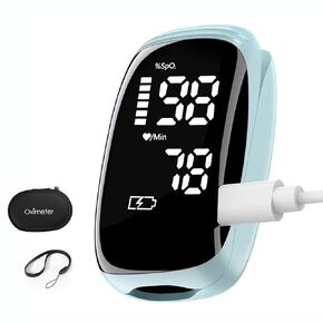 Pulse Oximeter, Blood Oximeter, Fingertip Pulse Oximeter, Rechargeable Pulse Oximeter, Accurate Rapid Blood Oximeter SpO2 Readings Outdoor Sports Home Use (blue)