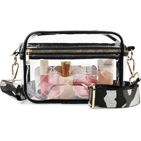 WEDDINGHELPER Clear Crossbody Bag, Clear Bag Stadium Approved Clear Purse with Adjustable Strap for Sports Concerts Festivals