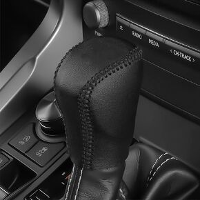 Genuine Leather Automatic at Gear Shift Knob Cover Protector Trim,The car Interior Accessories(Black Stitches) for Lexus ES 300h/350 GS/is/NX 300h/300 RX/UX 200/250h
