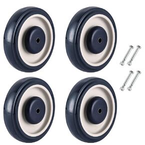 MYFULLY 5" Shopping Cart Replacement Wheels Kit, Polyurethane Stepped and Full Tread Face Caster Wheels with Screws, Double Ball Bearing TPU Silent Supermarket Wheels for Supermarket, 4 Pack (Grey)