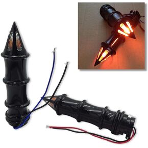 HTTMT MT291-017-1-BK Black Spike Hand Grips Turn Signals Compatible with Harley Davidson Customs Dyna Softail 1 inch