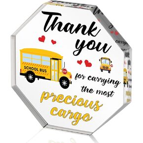 WATINC Bus Driver Appreciation Gifts - Thank You School Bus Drivers Gift for Women Men, Acrylic Octagon Graduation Awards Table Centerpiece Sign, Thanks Buses Driver Desk Decor for Farewell Birthday
