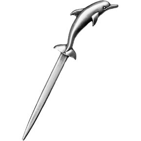 فتاحة رسائل على شكل دولفين، فتاحة حروف معدنية بيوتر عتيقة، مظروف مفتوح، فتاحة حروف يدوية فضية (دولفين) in Kuwait