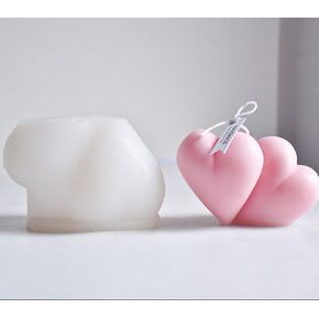 Double Heart Candle Mold Love Silicone Mold for Soap Soy Wax Epoxy Resin DIY Handcraft Party Dinner Ornaments Valentine's Day Wedding Christmas Decoration