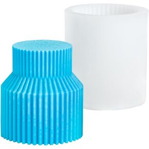 Cylindrical Candle Mold Striped Pillar Aesthetic Molds Geometric Candle Moulds Barrel Striped Candle Silicone Mold Ribbed Twist Geometric Abstract Decorative Silicone Mold for Candle Making
