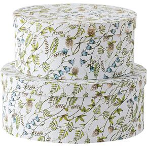 Soul & Lane Oval Decorative Storage Boxes with Lids for Arrangements - Garden Grace - Set 2, Cardboard Boxes for Flowers and Gifts