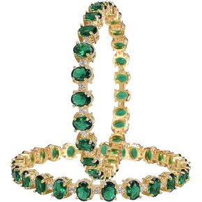 CZ Zirconia Gold Tone Green Diamond Bollywood Indian Bangles Bracelet Jewelry