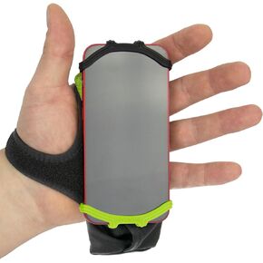 Noxgear Hand Held Phone Holder - Handheld Grip Phone Holder with Key Fob & Card Slot for Running, Jogging & Working Out - Compatible with All Phones - Machine Washable (Lime, Left Hand)