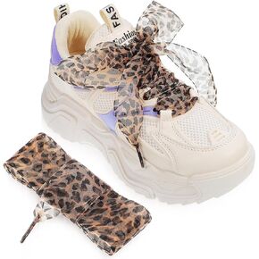 Holibanna Leopard Shoe Laces Flat Bottom Silk Satin Shoelaces Wide Replacement Thin Flat Shoelaces Shoestring for Women Lady Sports Sneaker Shoe Decoration