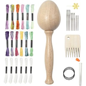 Wood Darning Egg, Darning Mushroom and Egg Wood Darning Mushroom Darning Needle Thread Cute Wooden Mushroom Darner Needle Patch Holes for Darning Socks, Hats, DIY Sewing Crafts (Mushroom & Egg)