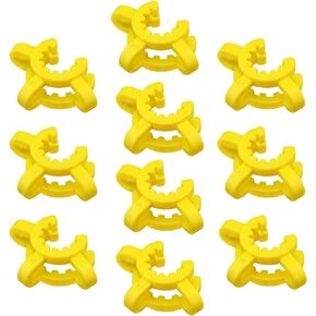 10pcs 14mm Glass Joint Clamps Plastic Bayonet Clip Laboratory Connector Clip Plastic Interface Clamp for Frosted Glass Joint Glass Fixing, Yellow