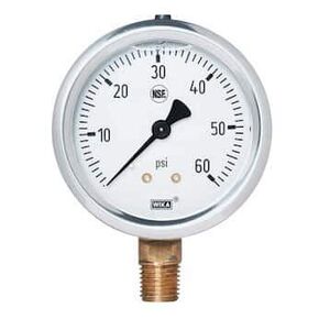 6804929 Wika 213.53DW 2 2.5" NSF Filled Pressure Gauge, 0-100 psi, 1/4" Lower