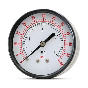 SUPPLYGIANT 2.5 in. Water Pressure Gauge 0-60 PSI, Strong Quality Black Steel Pool Filter Pressure Gauge +/-3-2-3% Accuracy, Oil and Air Pressure Gauge, 1/4 in. NPT Brass Back Connection